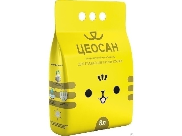 Гигиенический наполнитель ЦЕОСАН 8 л для гладкошерстных кошек 